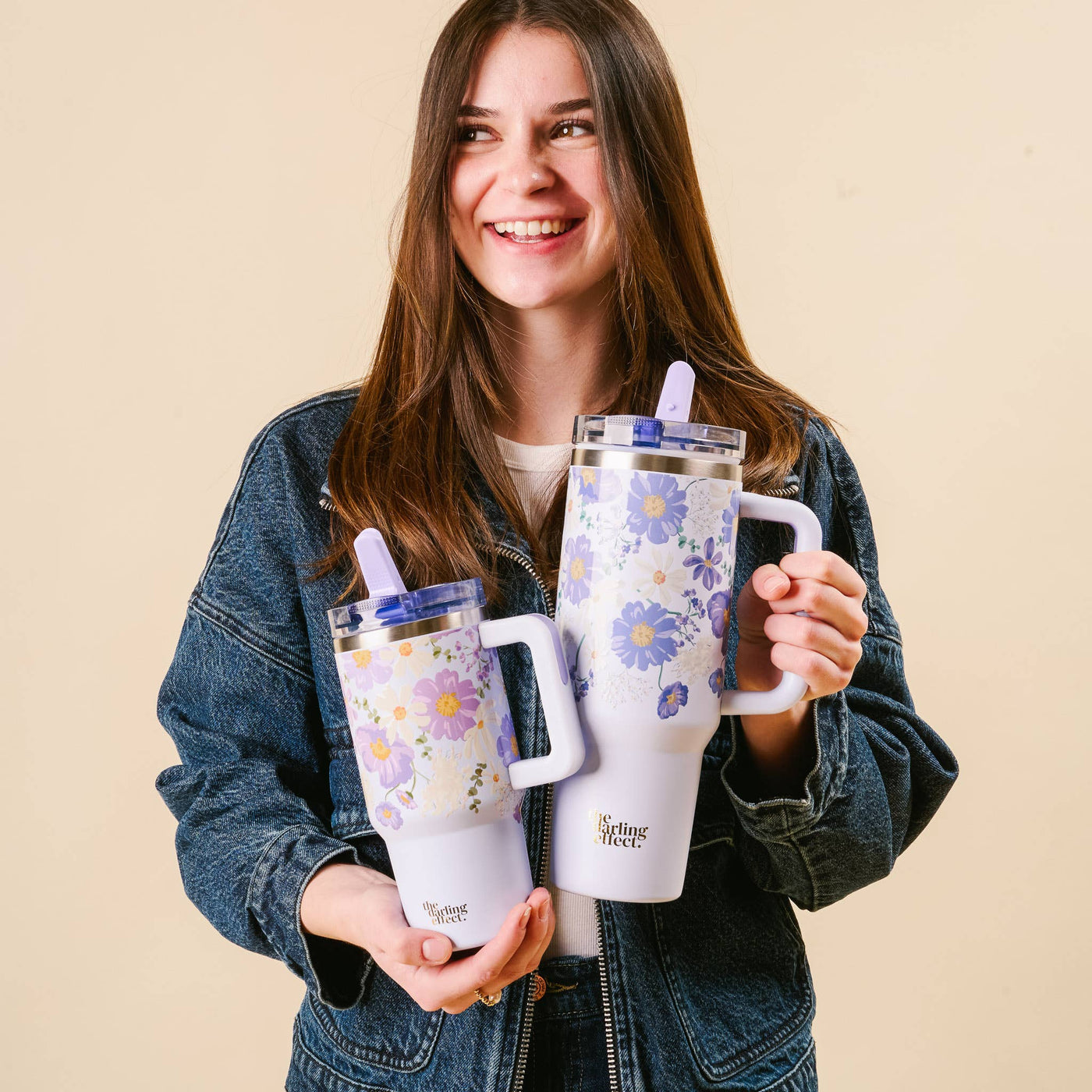 40 oz Lifestyle Flip Straw Tumbler-Bouquet Beauty Purple