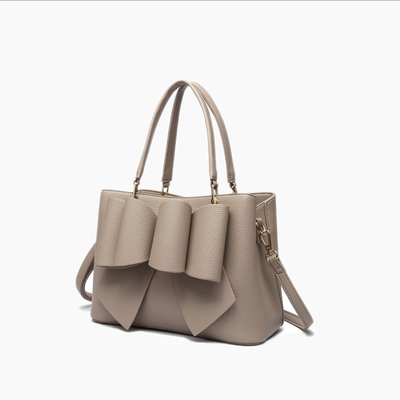 Jenna Bow Fall Satchel Purse: Taupe
