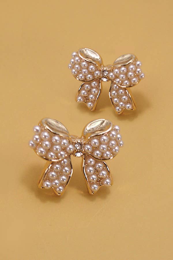 Radiant In Pearls Bow Earrings