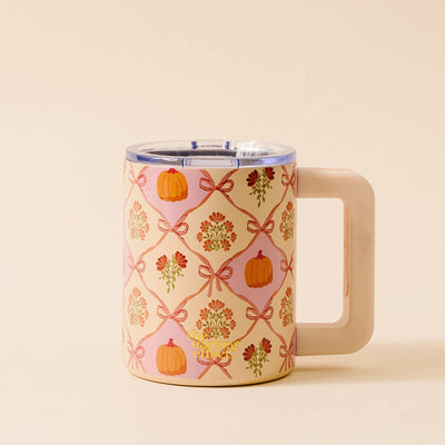 14 oz Insulated Mug-Patchwork Pumpkins