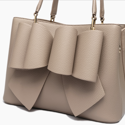 Jenna Bow Fall Satchel Purse: Taupe