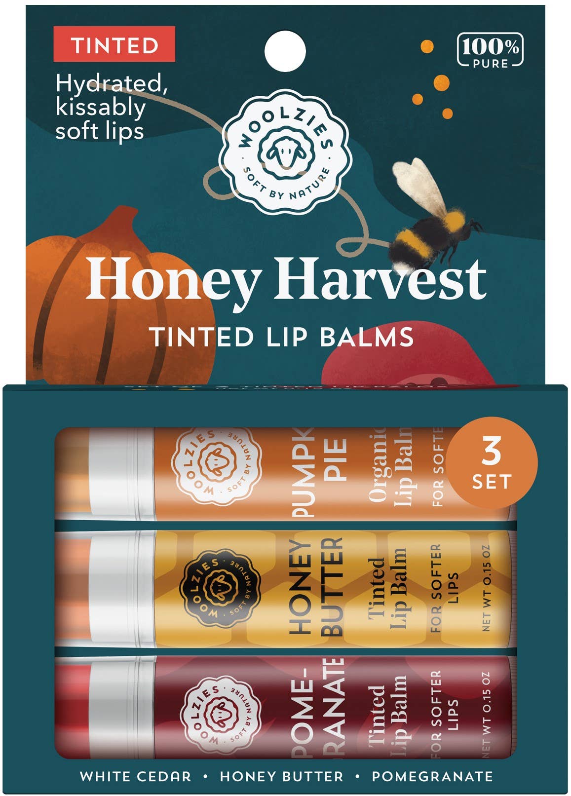 Tinted LIp Balm Trio: Honey Harvest