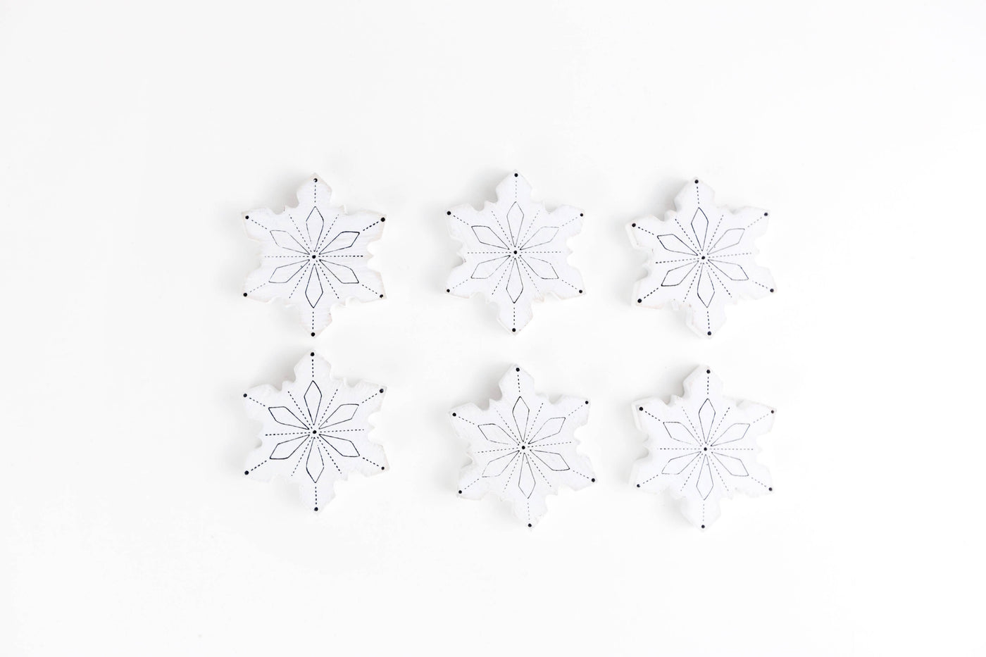 Let It Snow Wooden Snowflake Set of 6