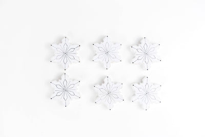 Let It Snow Wooden Snowflake Set of 6