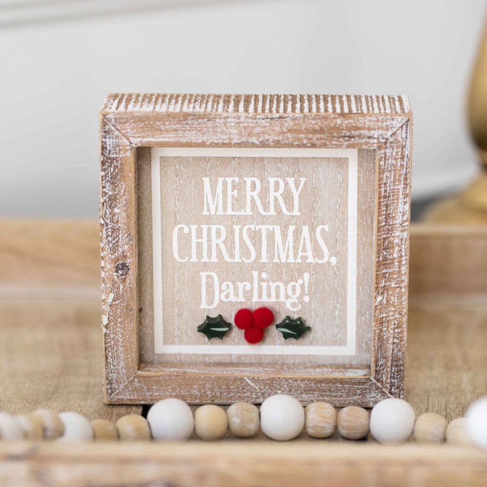 Merry Christmas Darling Reversible Wood Decor