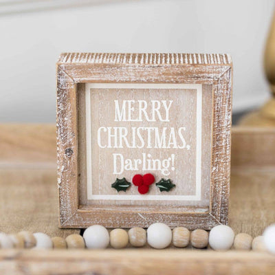 Merry Christmas Darling Reversible Wood Decor