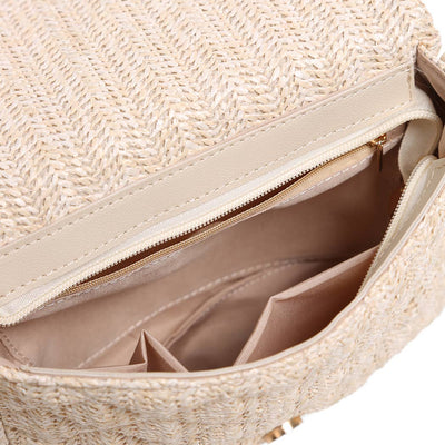 Nyah Straw Crossbody Bag: Khaki