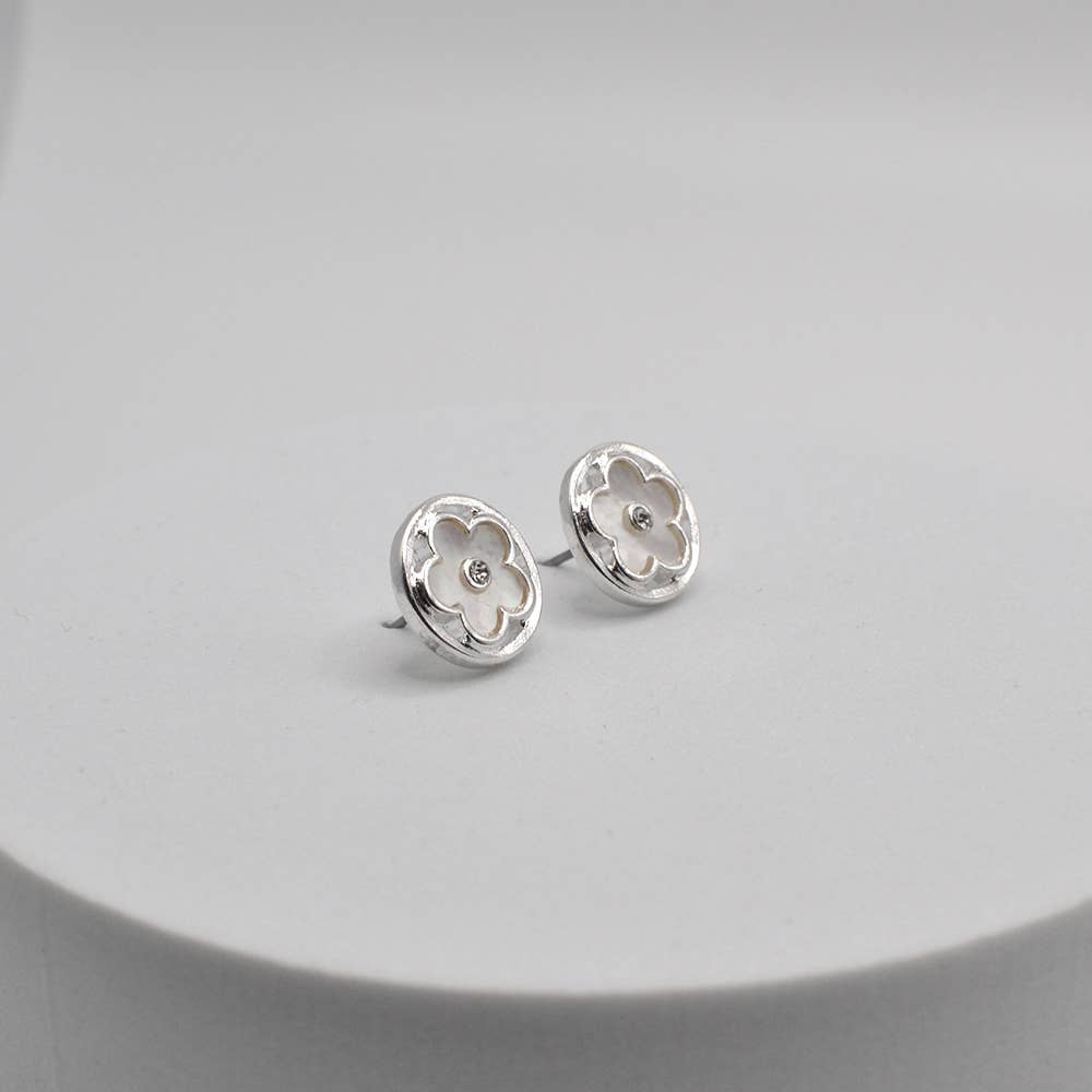 Flower Princess Stud Earrings - Silver