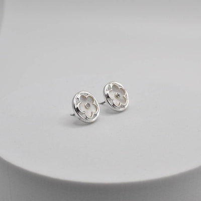 Flower Princess Stud Earrings - Silver