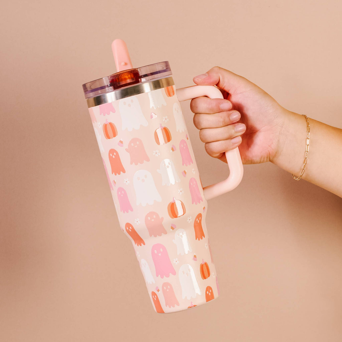 40 oz Lifestyle Flip Straw Tumbler-Ghost Party