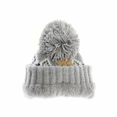 Aztec Chevron Knit Pom C.C Beanie HAT3816: Beige