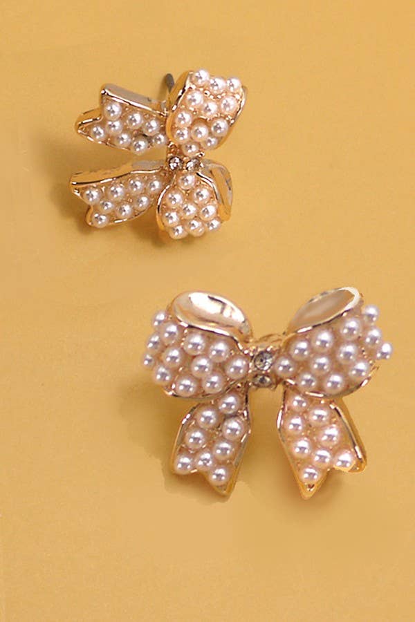 Radiant In Pearls Bow Earrings