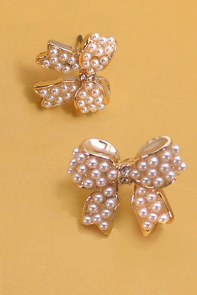 Radiant In Pearls Bow Earrings