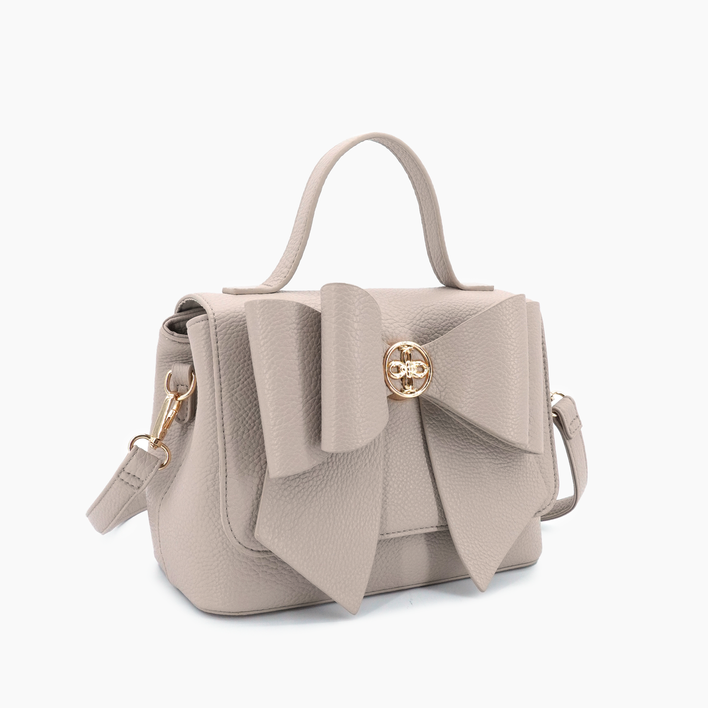 Eva Double Bow Everyday Crossbody: Beige