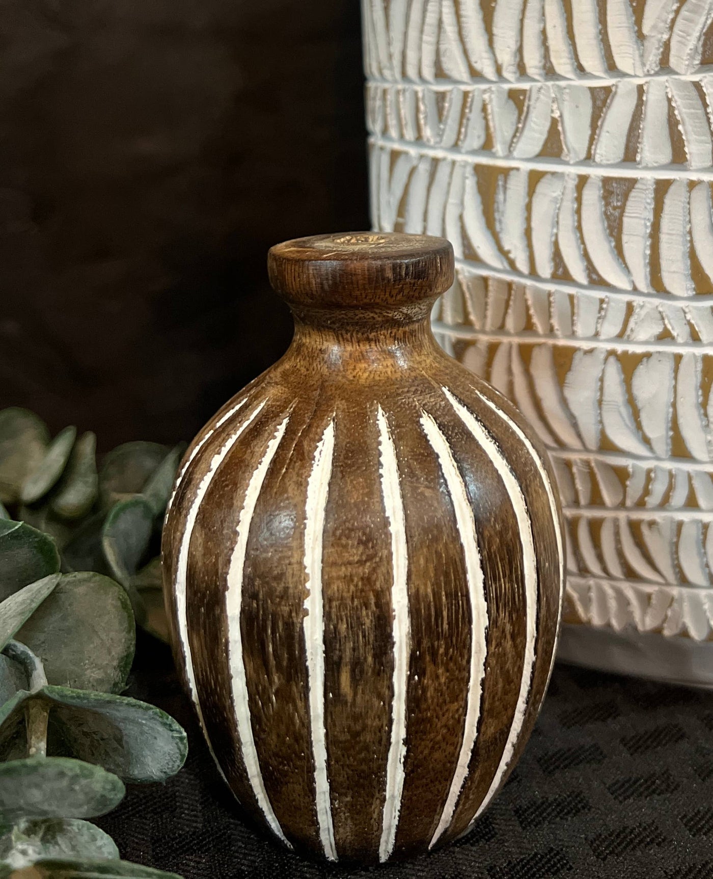 Mini Striped Wood Vase