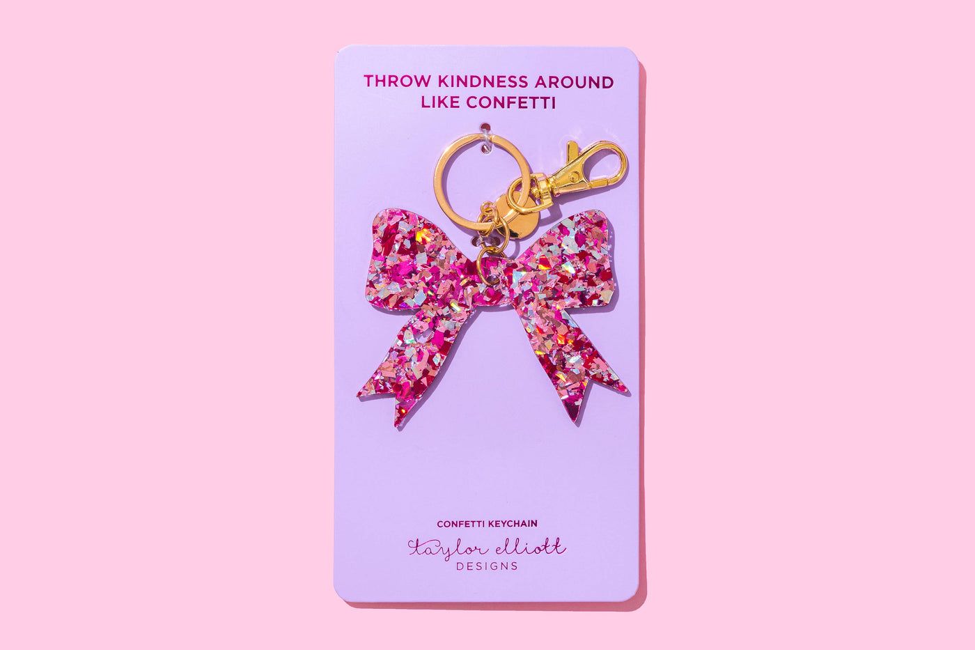 Pink Confetti Bow Keychain: Taylor Elliott Designs