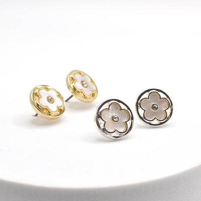 Flower Princess Stud Earrings - Gold