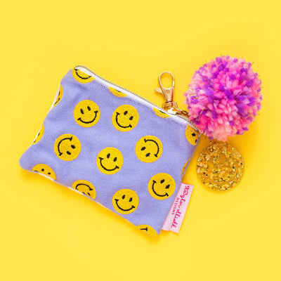 Mini Happy Face Card Holder Keychain Pouch: Taylor Elliott Designs
