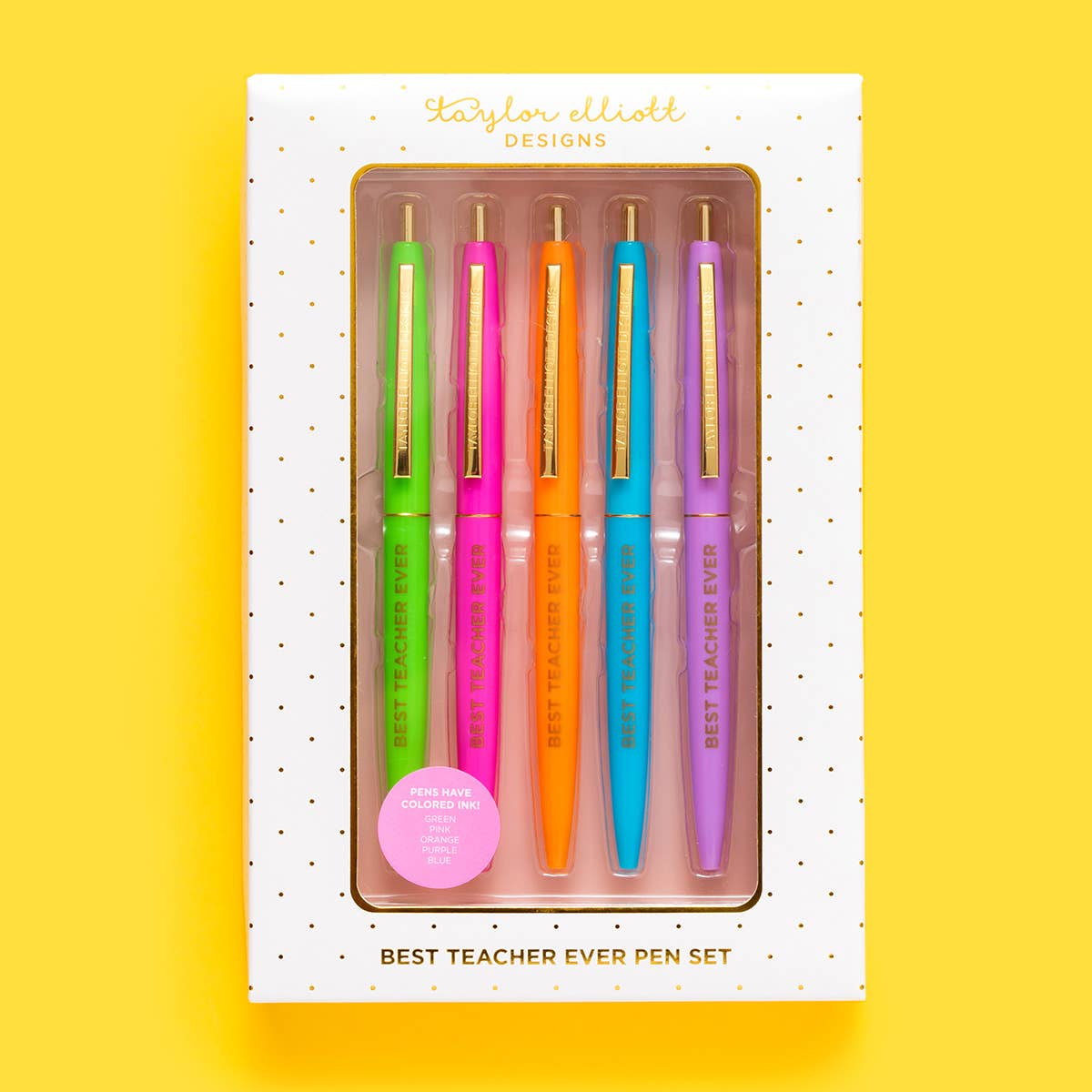 5 Piece Teacher Appreciation Pen Set: Taylor Elliott Designs
