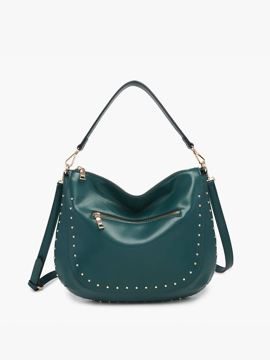 Aurelia Studded Hobo w/ Crossbody Strap: Peacock