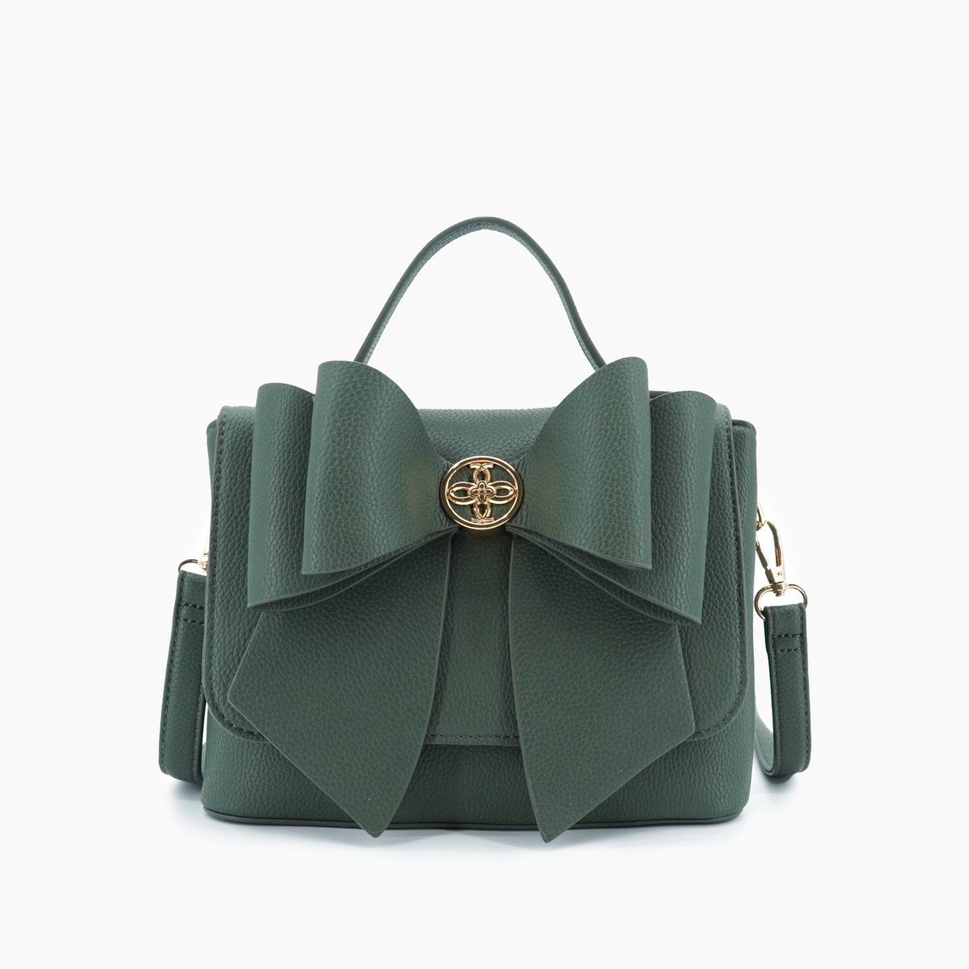 Eva Double Bow Everyday Crossbody: Dark Olive