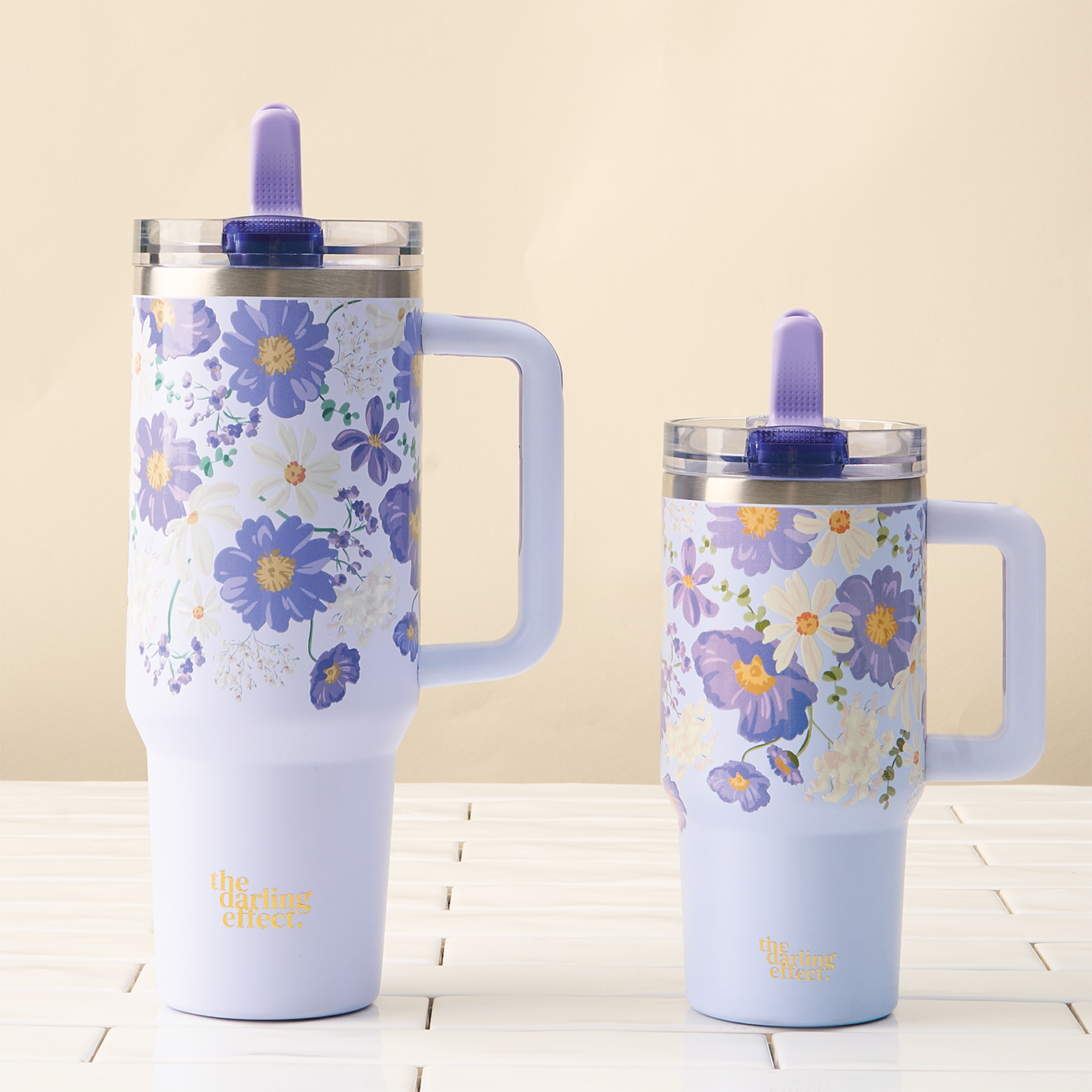 40 oz Lifestyle Flip Straw Tumbler-Bouquet Beauty Purple