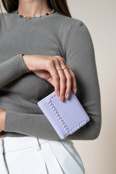 Logan Whipstitch Tri-fold Wallet: Lavender