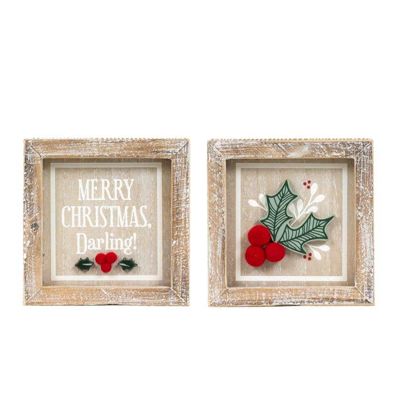 Merry Christmas Darling Reversible Wood Decor