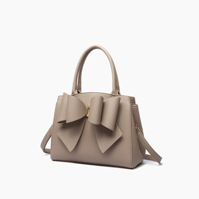 Park Taupe Double Bowtie Top Handle Satchel