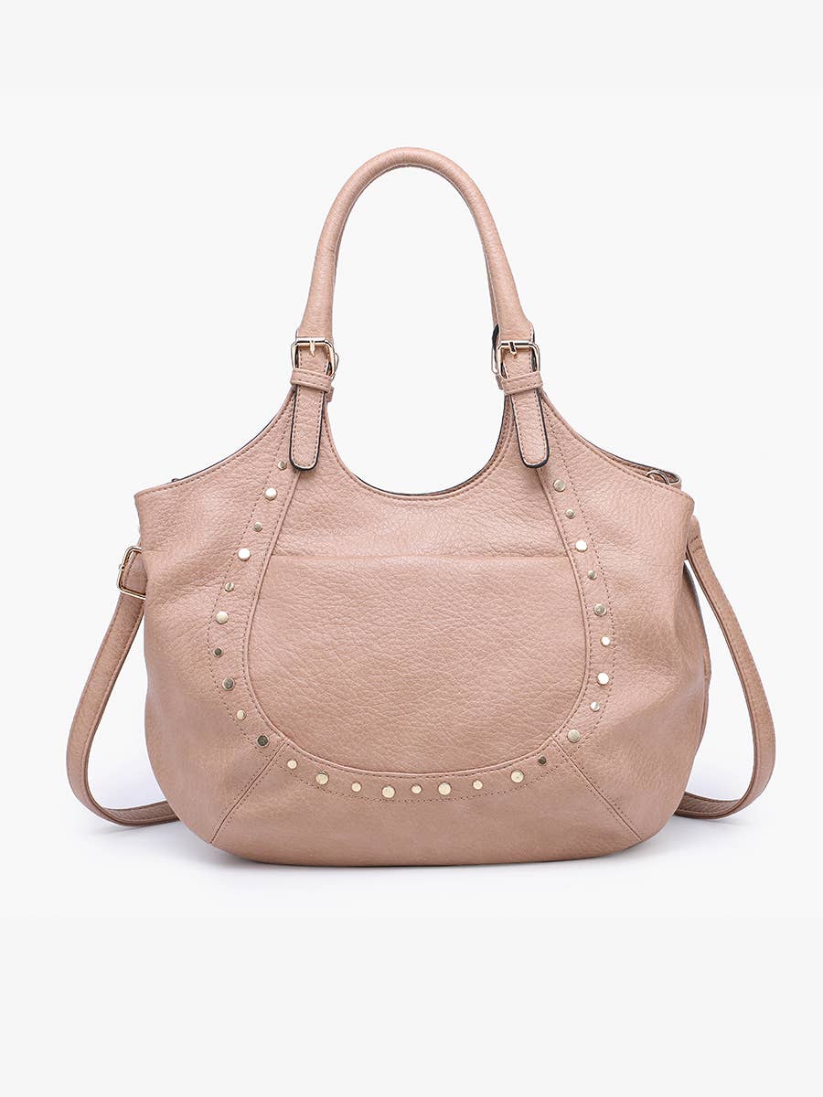 Kay Studded Hobo w/ Crossbody Strap: Sand