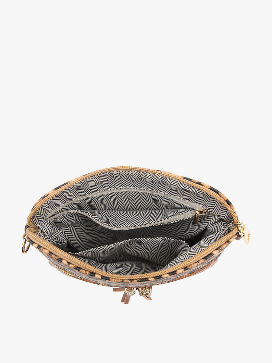 Tara Double Zip Crossbody Bag/Wristlet: Khaki/ Light Khaki
