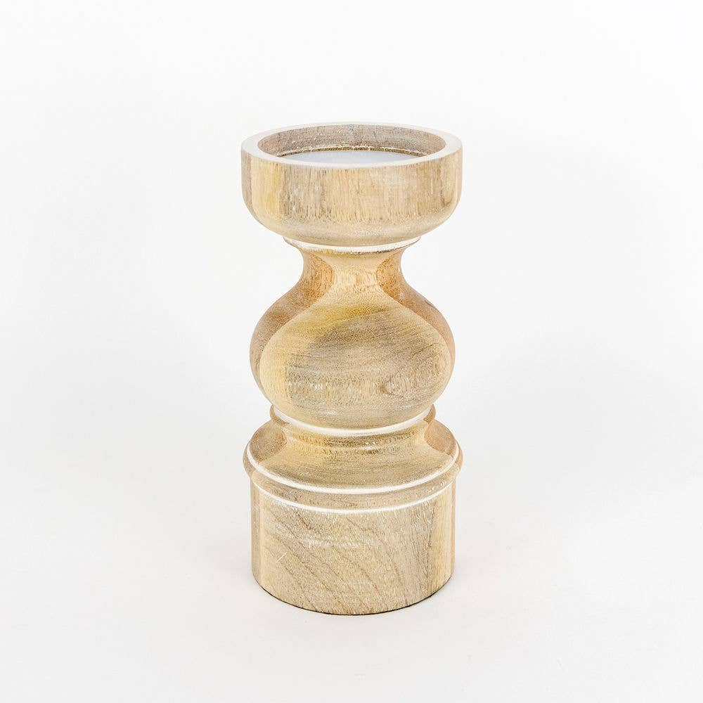 Shine On Tapered Wood Candle Holder