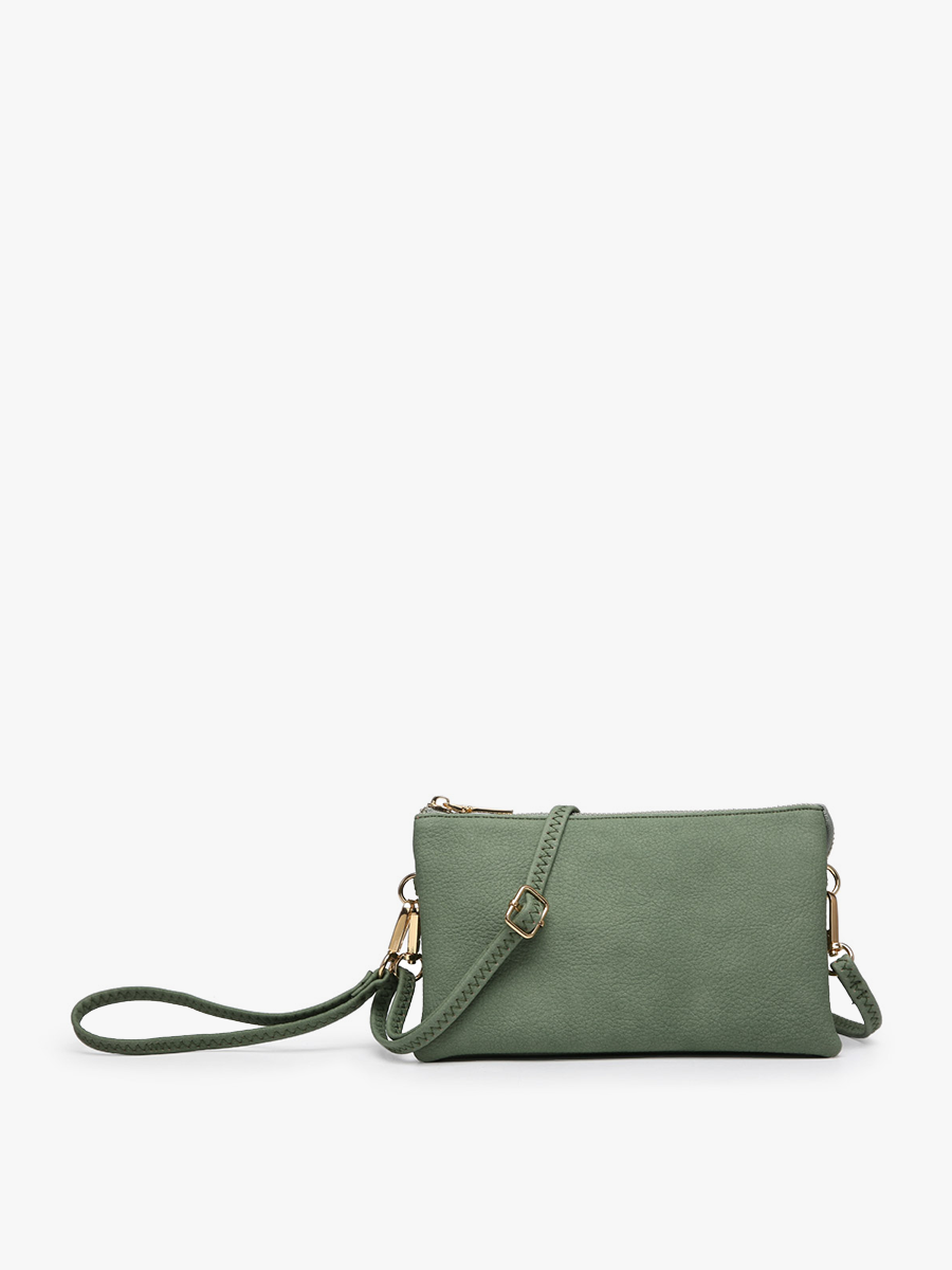 Riley 3 Compartment Crossbody/Wristlet: Army Green