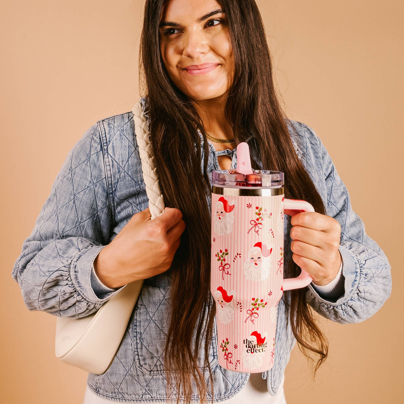 40 oz Lifestyle Flip Straw Tumbler-Holly Jolly Santa