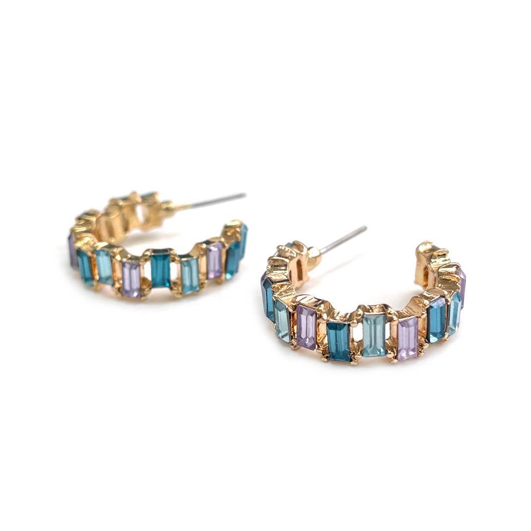 Jewel Princess Hoop Earrings - Blue