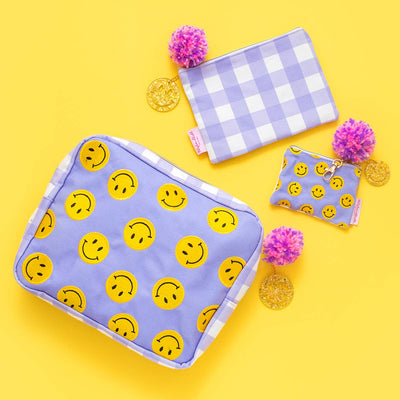 Mini Happy Face Card Holder Keychain Pouch: Taylor Elliott Designs