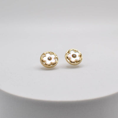 Flower Princess Stud Earrings - Gold
