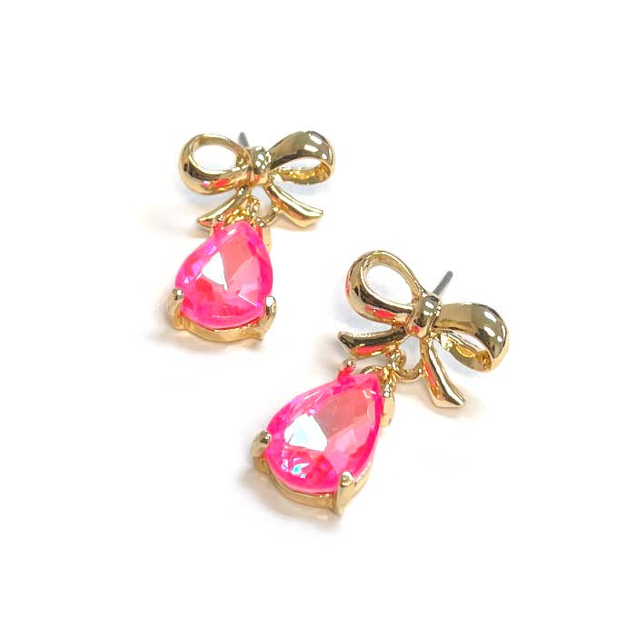 Girly Goddess Earrings- Neon Pink