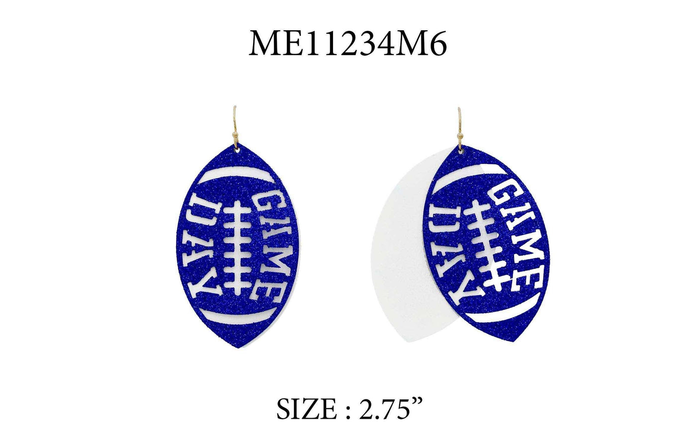 Blue Glitter Game Day Earrings