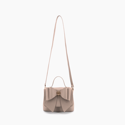 Eva Double Bow Everyday Crossbody: Beige