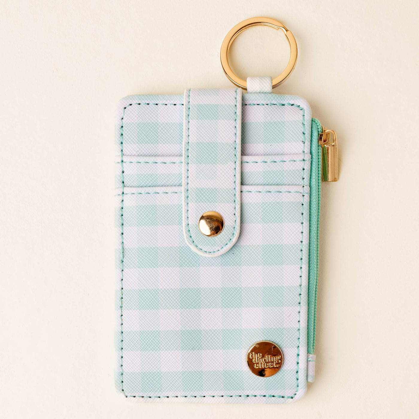 The Darling Effect Keychain Wallet: Gingham Green