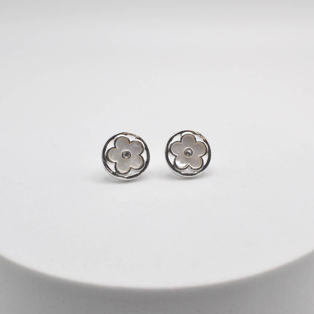 Flower Princess Stud Earrings - Silver