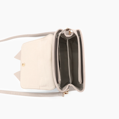 Eva Double Bow Everyday Crossbody: Beige
