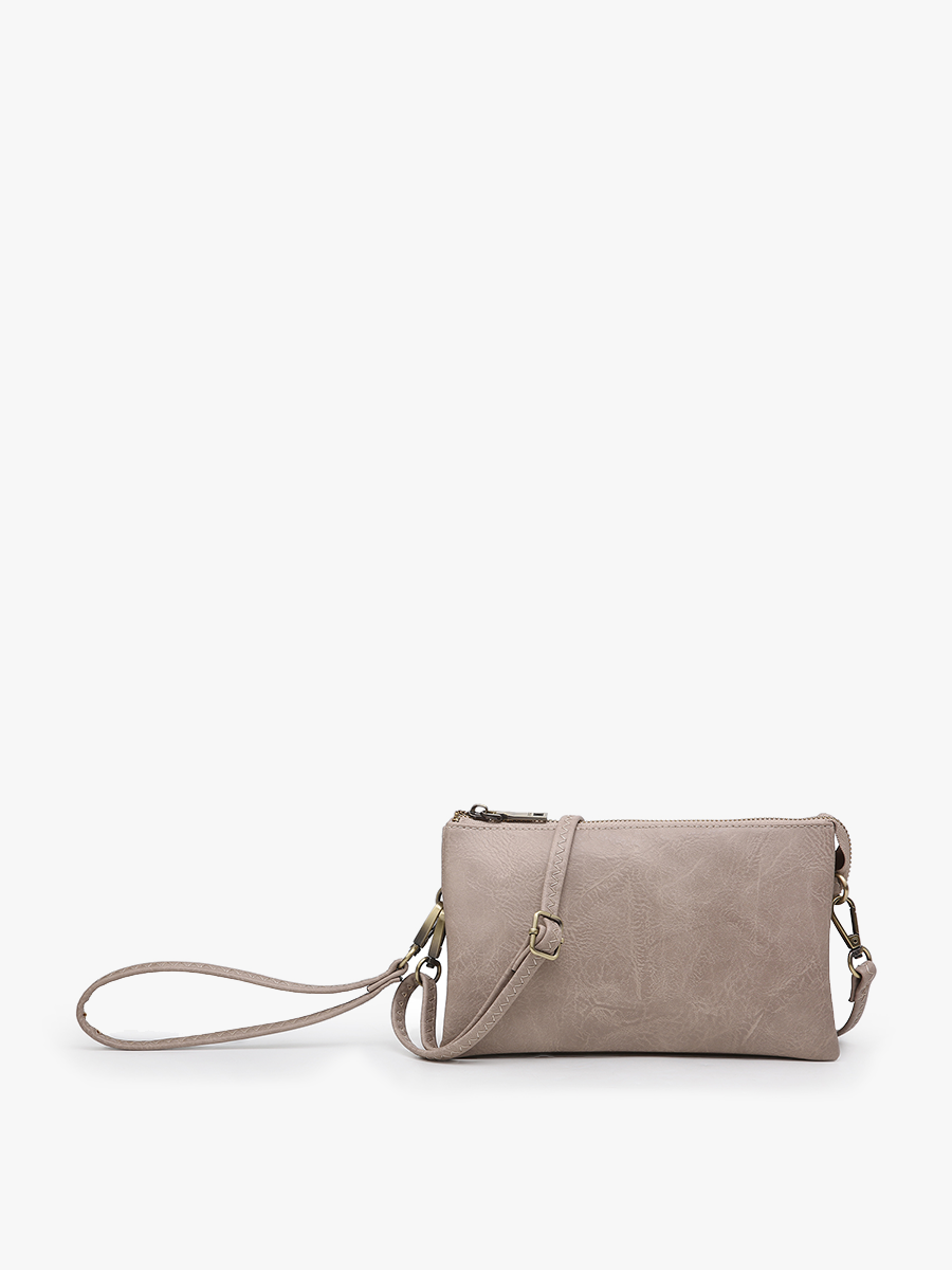 Riley 3 Compartment Crossbody/Wristlet: Warm Grey