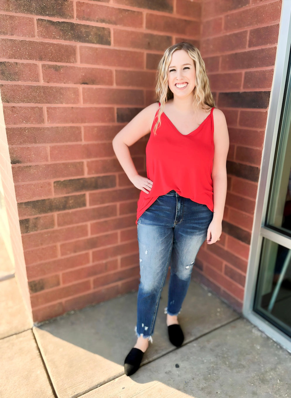 The Favorite Pair Mid Rise Medium Wash Frayed Skinny Jeans