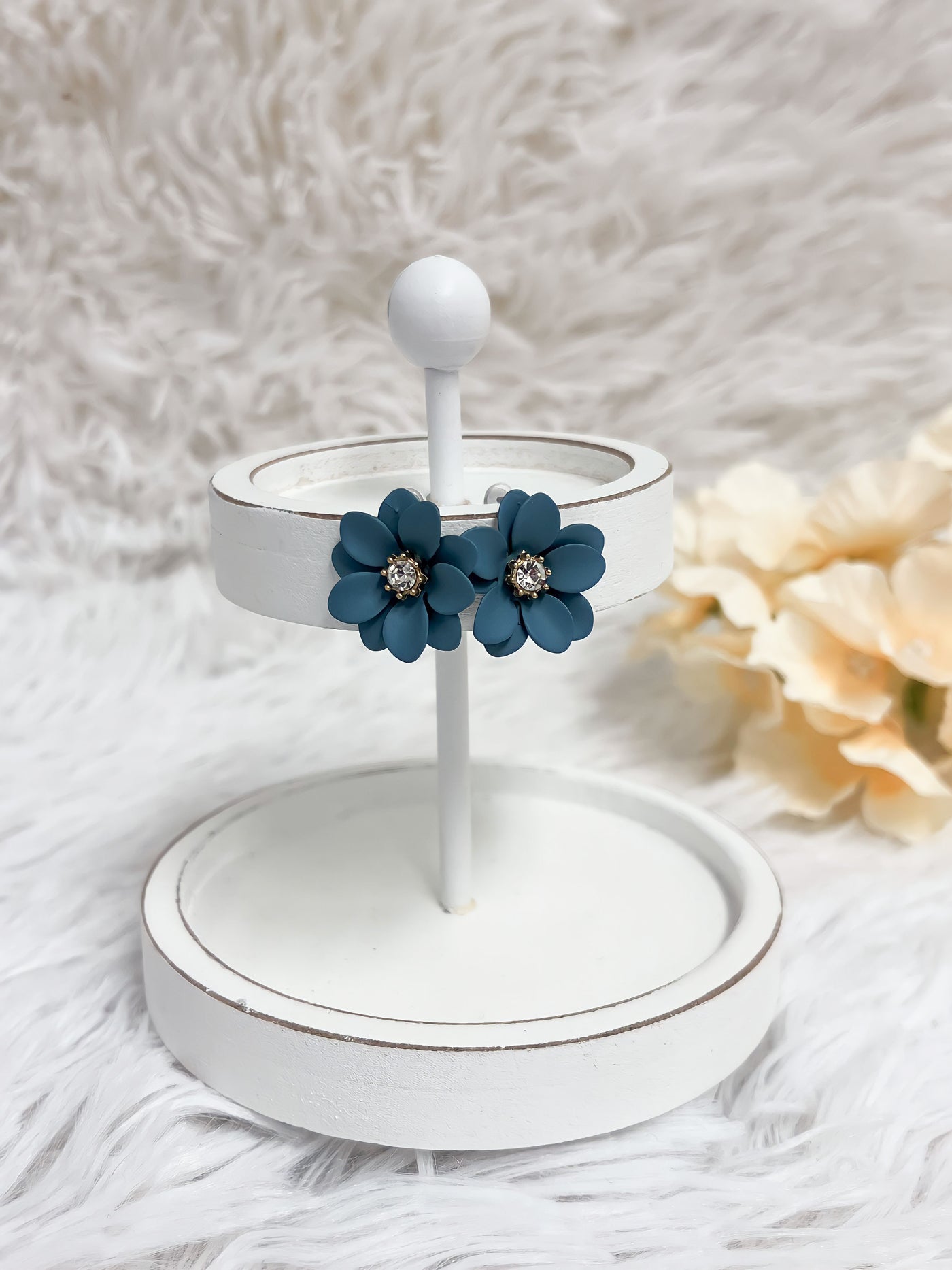 Floral Glitz Blue Earrings