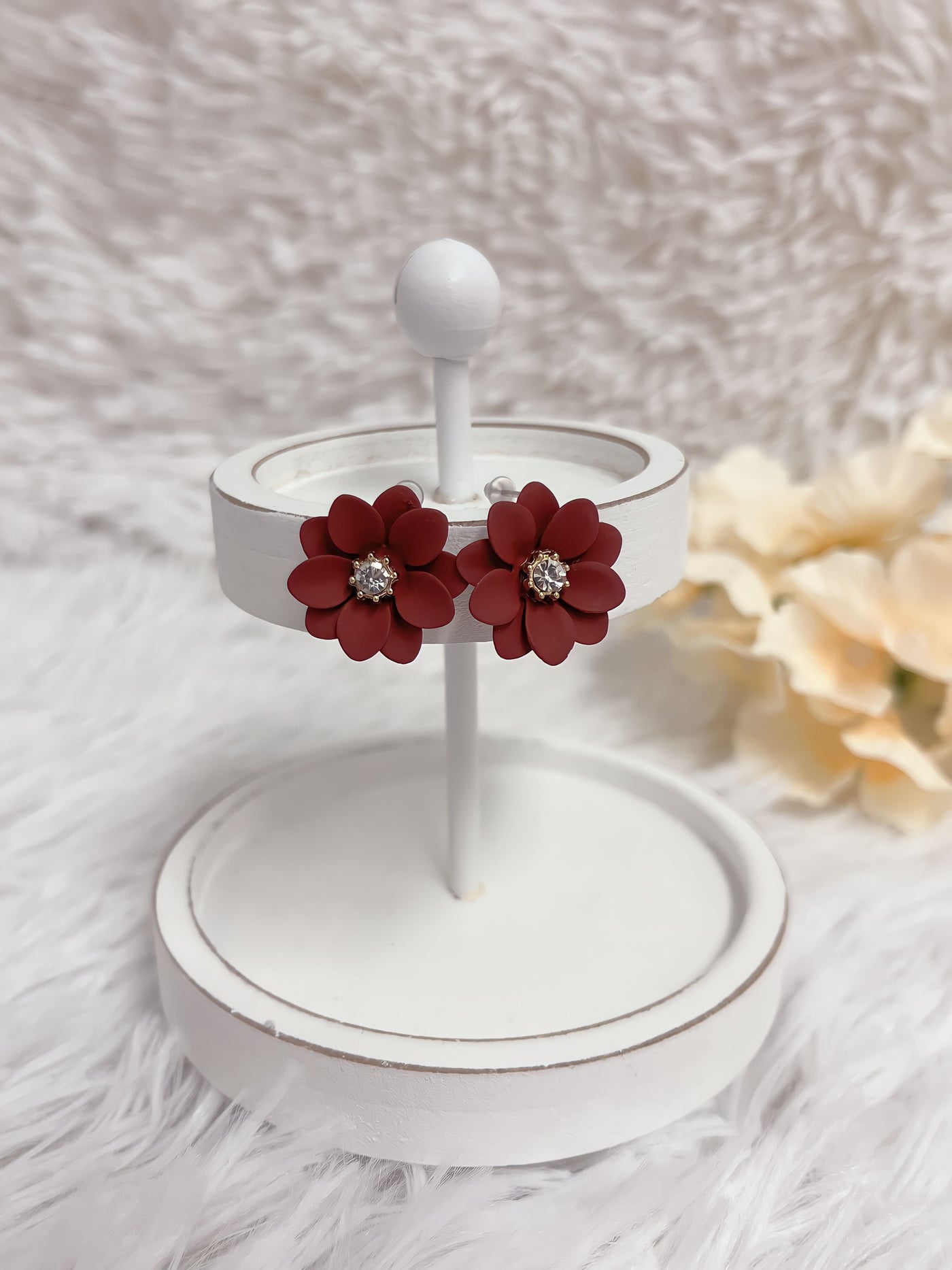 Floral Glitz Burgandy Earrings