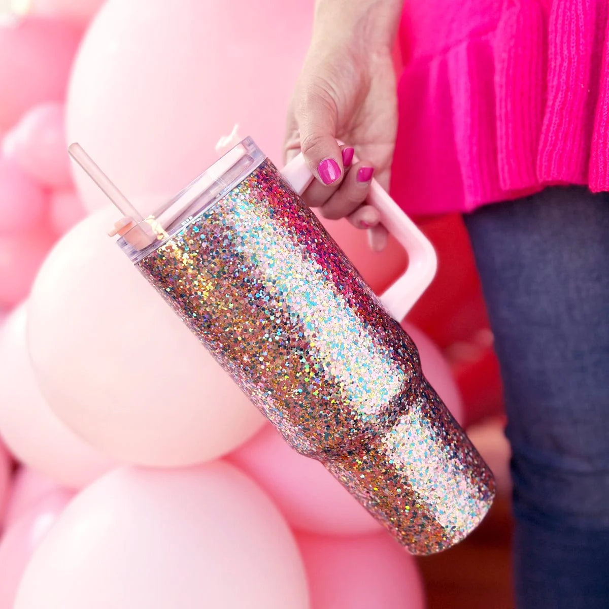 Glitter Party Stainless Steel Insulated Tumbler with Straw