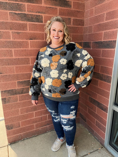 Floral World Gray Sweater