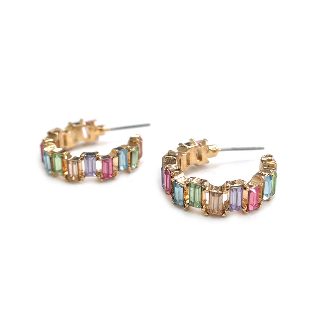 Jewel Princess Hoop Earrings-Multi